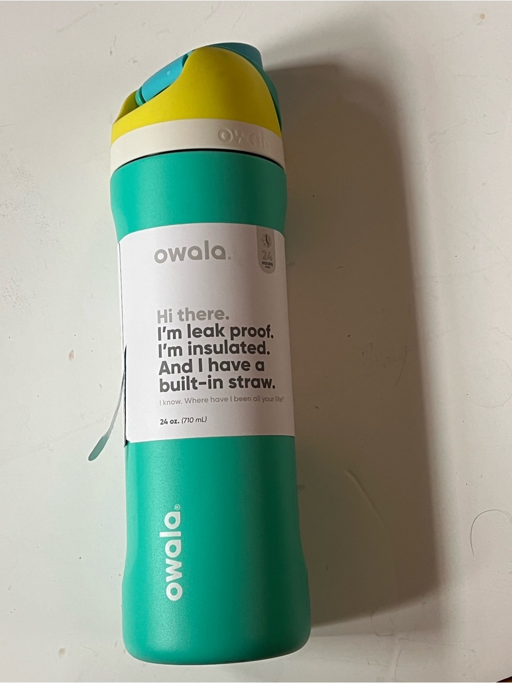 Owala 24oz Insulated Bottle in Teal and Yellow